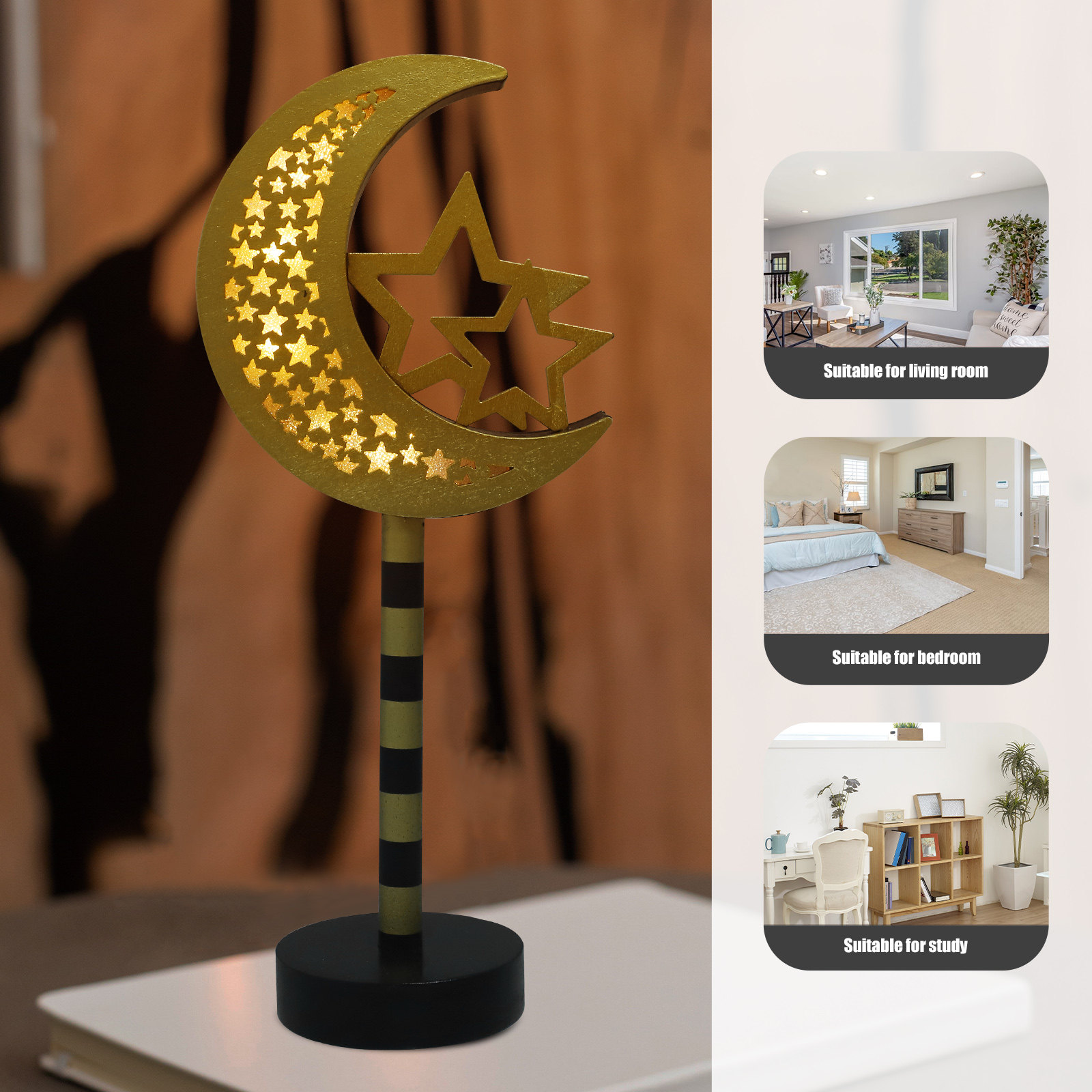 Home Decor Ramadan - Ramadan LED Lamp Eid Mubarak Wooden