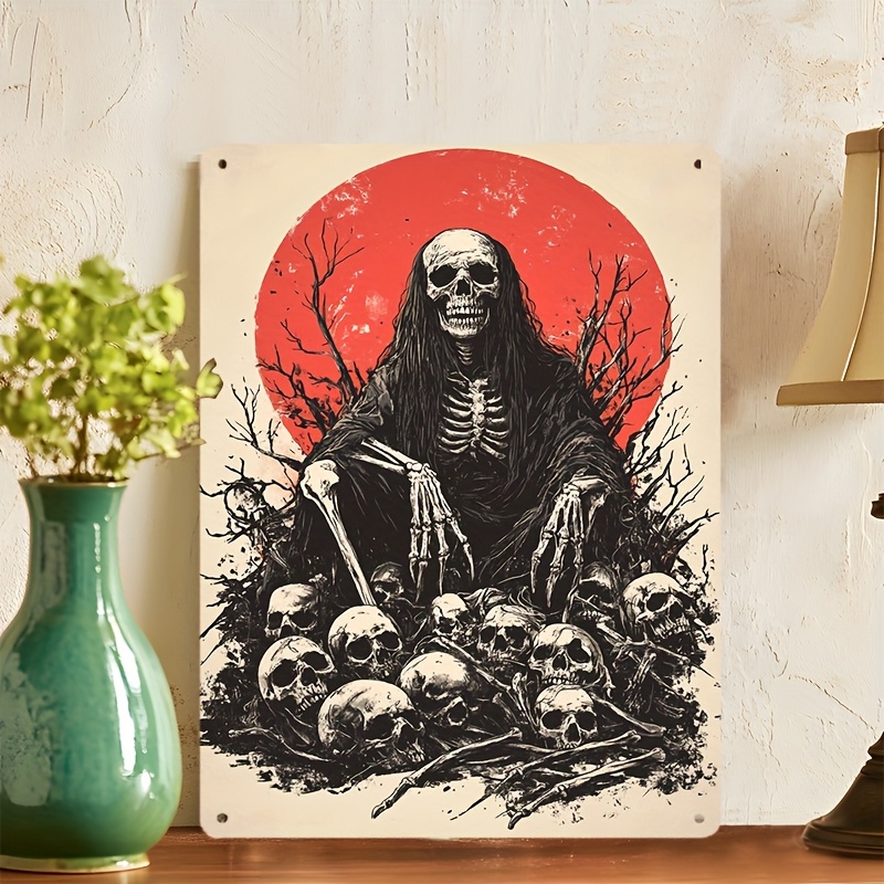 Home Decor Tree - Gothic Skeleton Art Tin Sign -