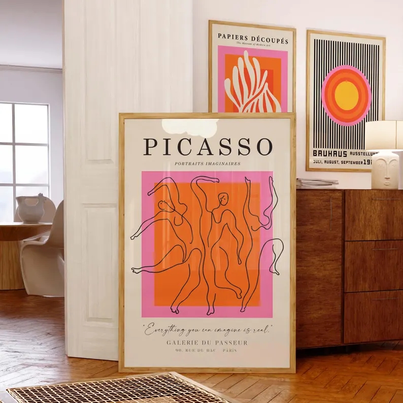 3pcsModern Orange  Bauhaus And - Home Decor On Wall ulasan dan harga