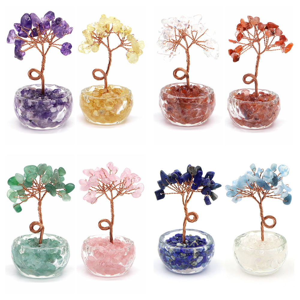 Natural Gemstone Crystal Lucky - Home Decor Tree ulasan dan harga
