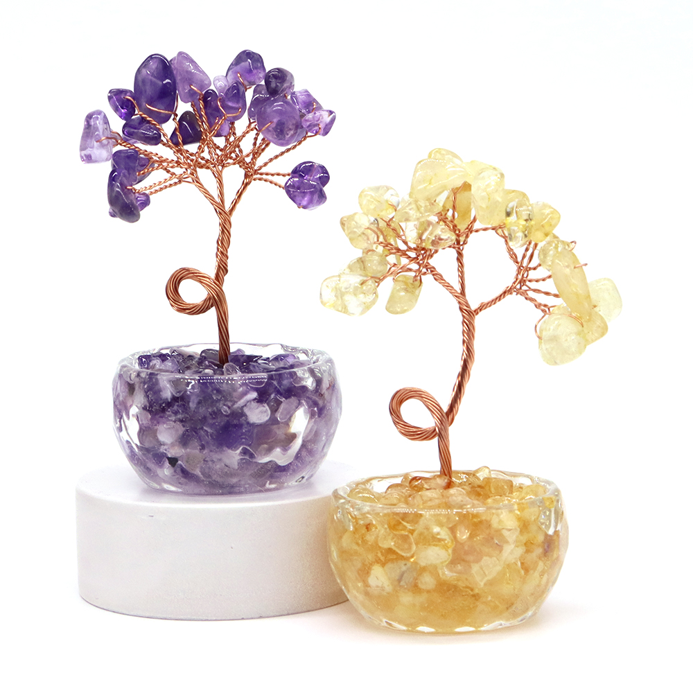 Natural Gemstone Crystal Lucky - Home Decor Tree ulasan dan harga