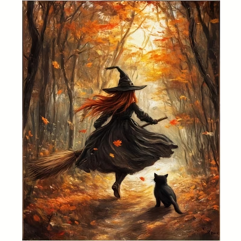 Retro Alloween Autumn Witch On - Home Decor On Wall ulasan dan harga