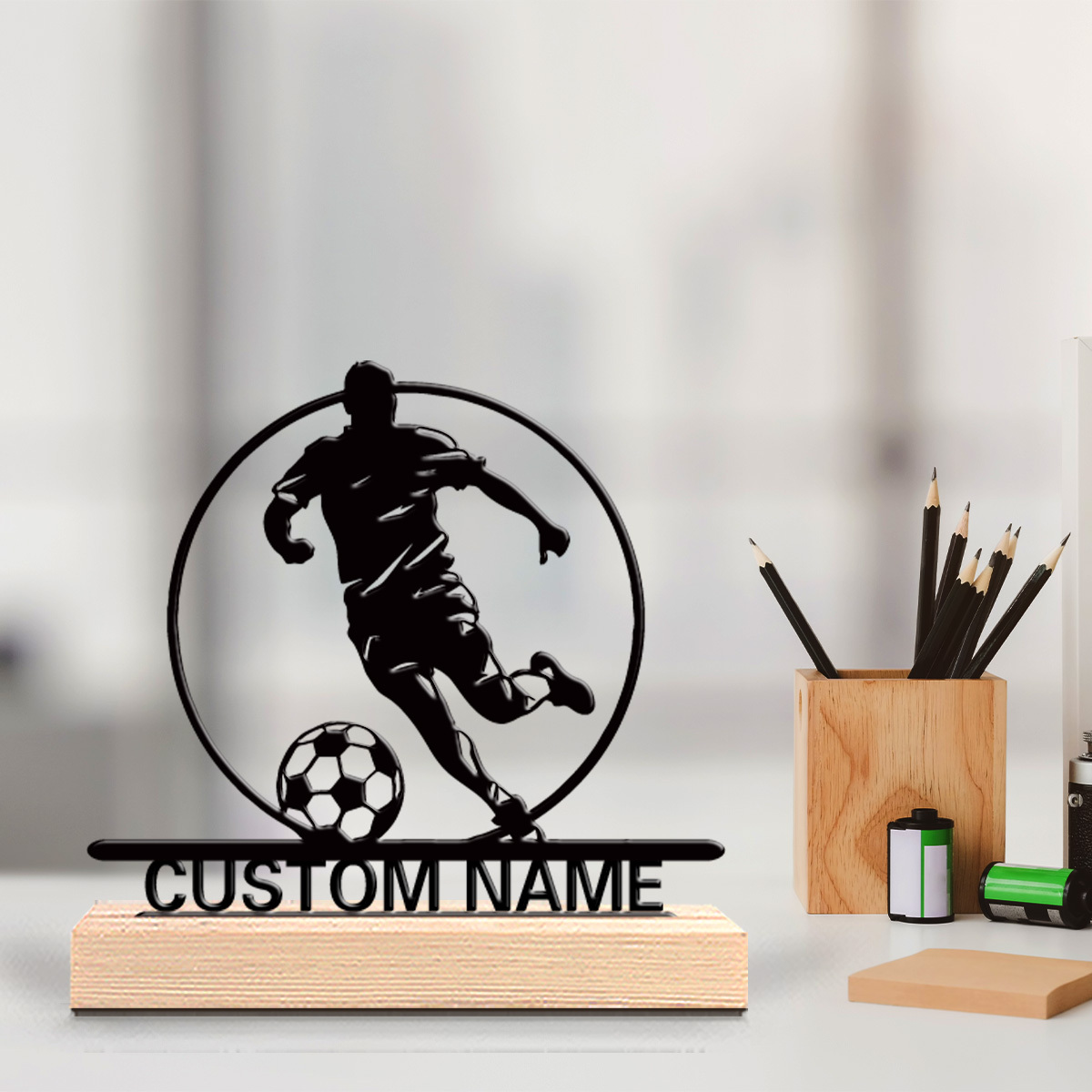 Custom Soccer Player Metal Sta - Home Decor Theme ulasan dan harga