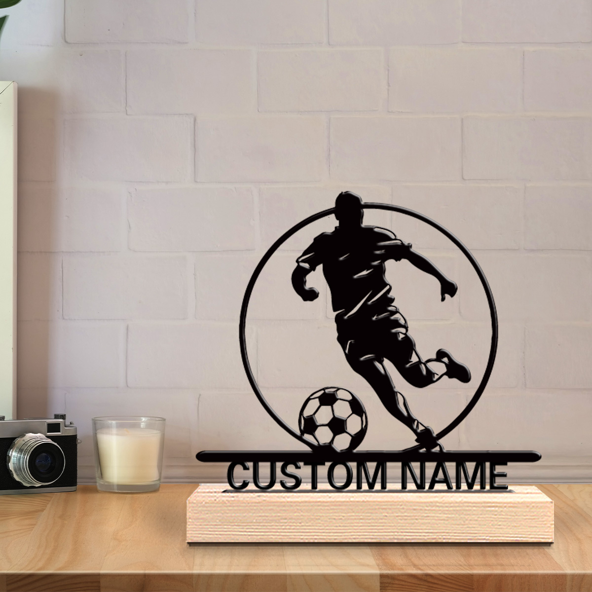Custom Soccer Player Metal Sta - Home Decor Theme ulasan dan harga