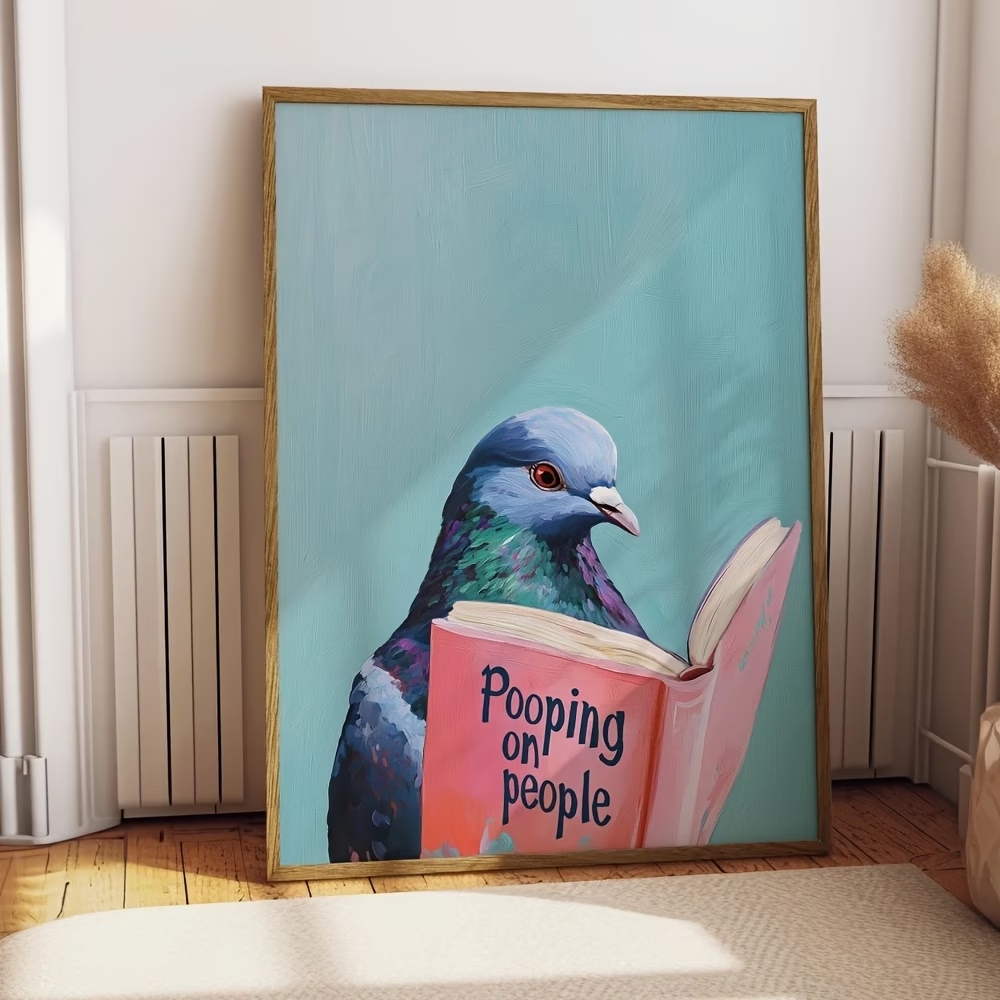Modern Pigeon Reading Pooping  - Home Decor On Wall ulasan dan harga